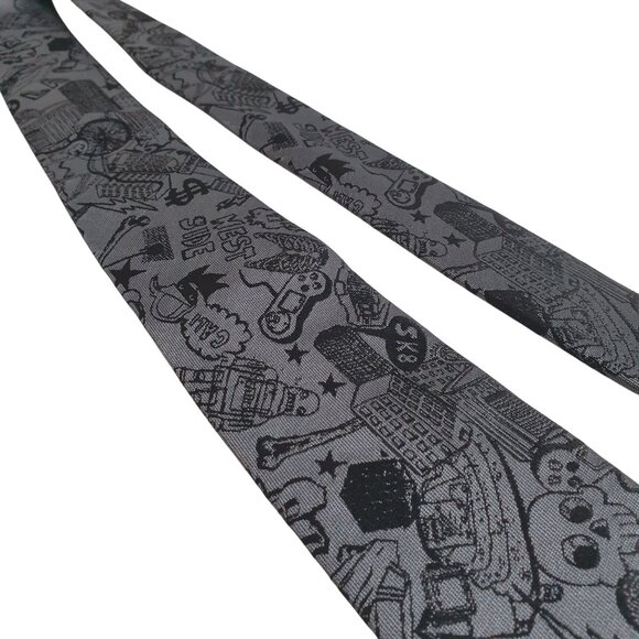 Old Navy Boy Junior Slim Graphic Tie Gray Black 2.5 Inches Wide Child Gift Gamer - Picture 2 of 5